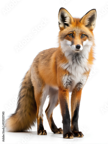 Red fox isolated on white background, Clipping path