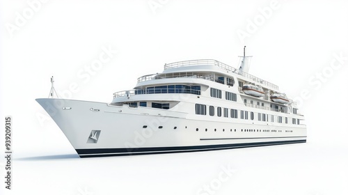 Cruise ship  Ferry sailing on white background