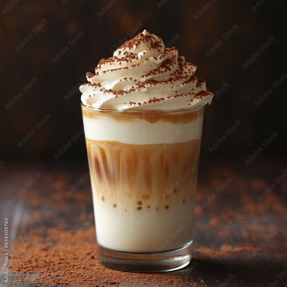 Whipped Cream and Cocoa Powder Topped Coffee Drink - Photo Whipped Cream and Cocoa Powder Topped Coffee Drink - Photo