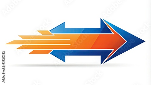Stylized blue and orange arrow symbol conveying speed, efficiency, and reliability, often associated with logistics, delivery, and courier services on a white background.