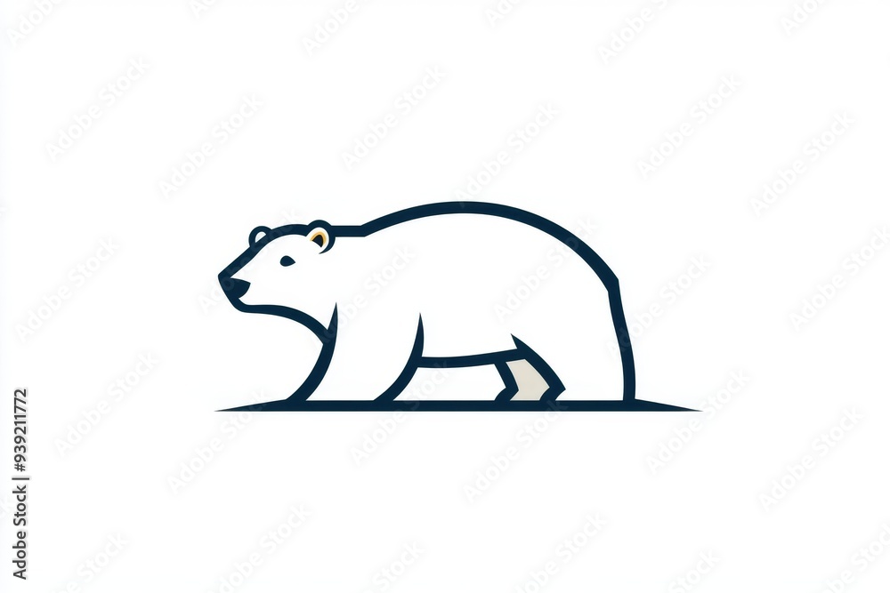 Obraz premium Polar Bear Line Art Logo.