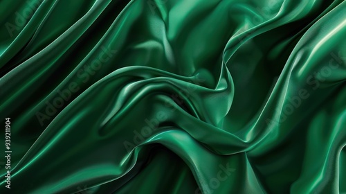 Emerald Green Silk Fabric Draped in a Luxurious and Elegant Flow