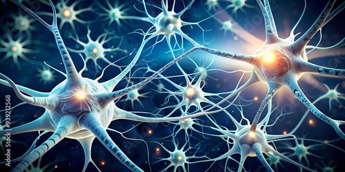 Myelinated and Unmyelinated Neurons: Technical, Mood/Style: Analytical, Color: White, Concept: Communication photo