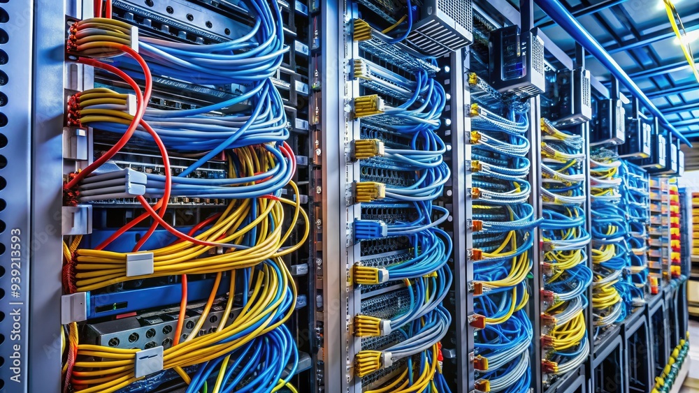 Tangled Cables In A Server Rack, Connecting Numerous Devices In A Data ...