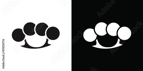 brass knuckles icon Black line art vector logo set