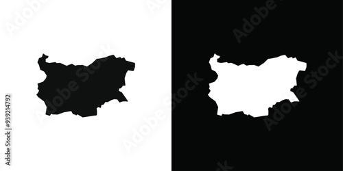 Bulgaria map icon Black line art vector logo set