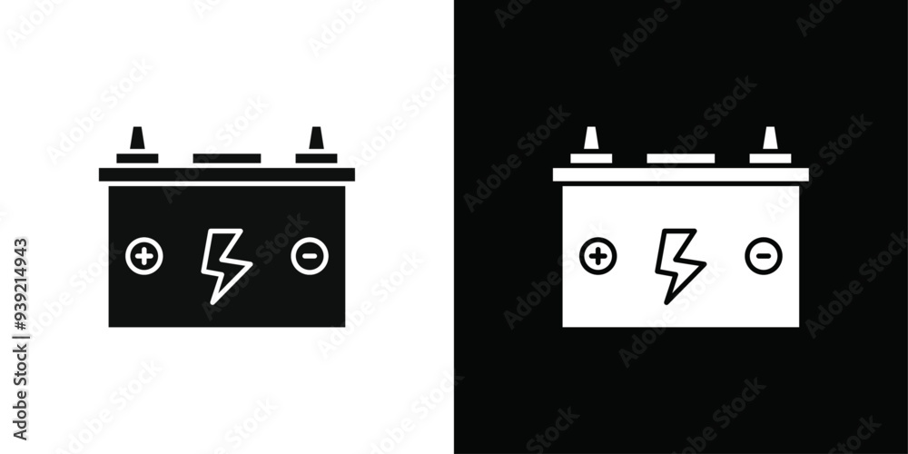 Car battery icon Black line art vector logo set Car battery icon Black line art vector logo set