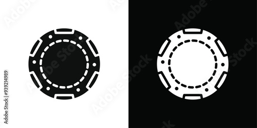 Casino chips icon Black line art vector logo set