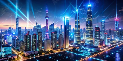 Neon Skyline Technocrat: Futuristic cityscape with a neon-drenched skyline, highlighting technological advancements and human expertise.