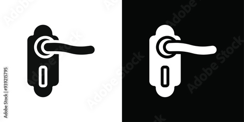 Door knob icon Black line art vector logo set