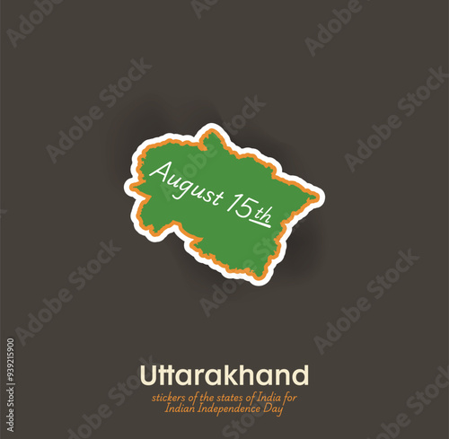 Celebrate independence of India with this unique Uttarakhand vector sticker! Perfect for greeting cards, social media posts, and festive decorations. Capture the spirit of August 15th.