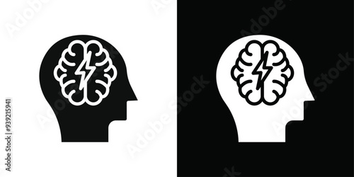 Epilepsy icon Black line art vector logo set