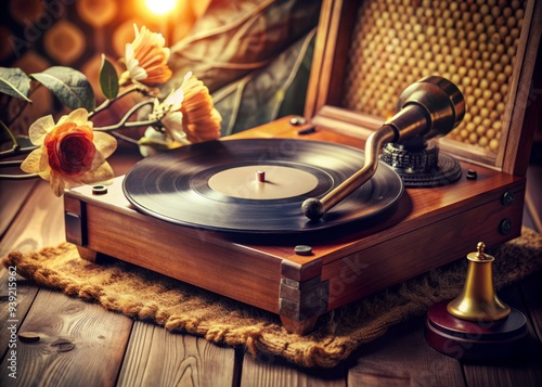 Nostalgic Reverie: Warm, nostalgic, vinyl crackling, sepia, vintage