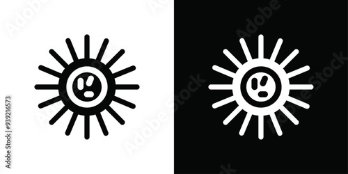 Herpes virus icon Black line art vector logo set