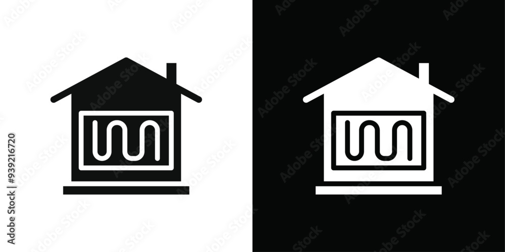 House heating icon Black line art vector logo set House heating icon Black line art vector logo set
