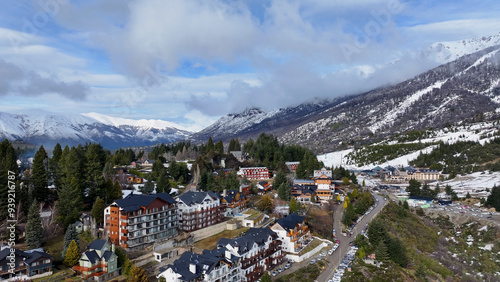 Patagonia Skyline At San Carlos De Bariloche In Rio Negro Argentina. Snowy Mountains. Snowing Scenery. Winter Travel. Patagonia Skyline At San Carlos De Bariloche In Rio Negro Argentina.