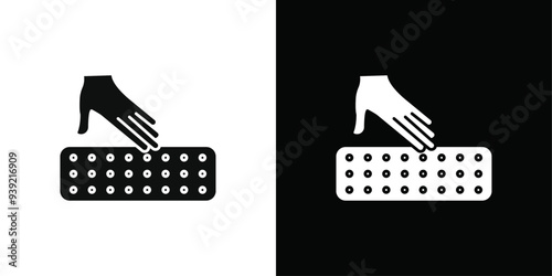 Latex mattress material icon Black line art vector logo set