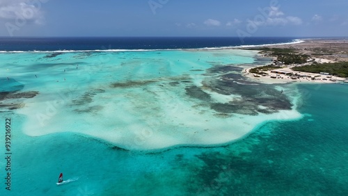 Sorobon Beach At Kralendijk In Bonaire Netherlands Antilles. Beach Landscape. Caribbean Island. Kralendijk At Bonaire Netherlands Antilles. Seascape Outdoor. Nature Tourism. photo