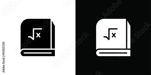 Maths book icon Black line art vector logo set