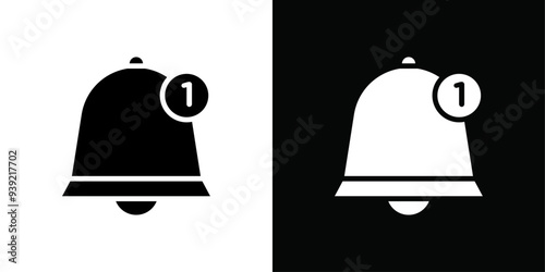 Notification icon Black line art vector logo set