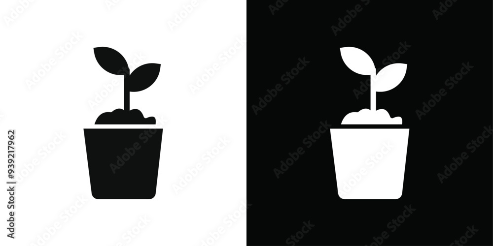 plant icon Black line art vector logo set plant icon Black line art vector logo set