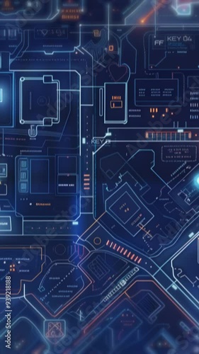 Map cyberpunk city car tracking