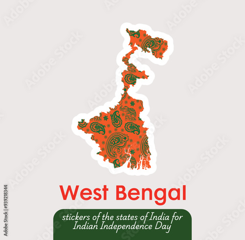 Celebrate independence of India with this unique West Bengal vector sticker! Perfect for greeting cards, social media posts, and festive decorations. Capture the spirit of August 15th.