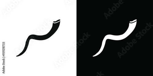 Shofar icon Black line art vector logo set