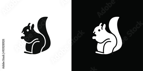 squirrel icon Black line art vector logo set