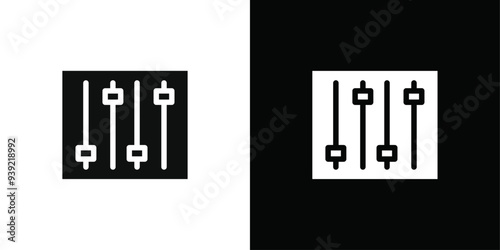 Sound mixer icon Black line art vector logo set