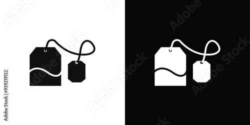Tea bag icon Black line art vector logo set
