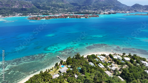 Seychelles Archipelago At Mahe Island In Victoria Seychelles. Indian Ocean Landscape. Beach Paradise. Mahe Island At Victoria. Seascape Outdoor. Archipelago Background. Tourism Travel.