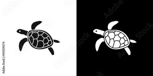 turtle icon Black line art vector logo set