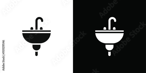 washbasin icon Black line art vector logo set