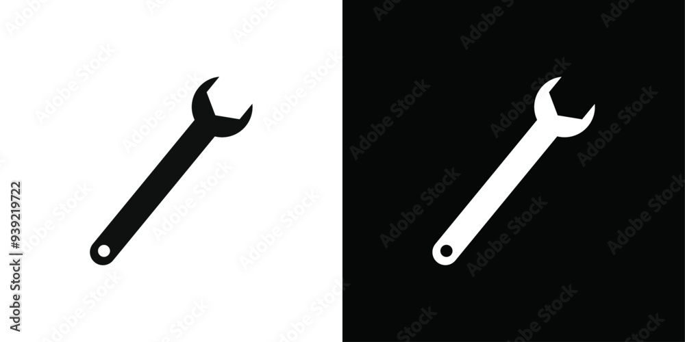 Wrench icon Black line art vector logo set Wrench icon Black line art vector logo set