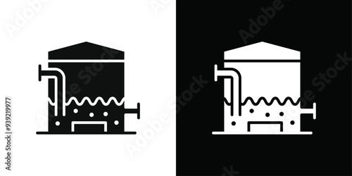 anaerobic digestion biomass icon Black line art vector logo set