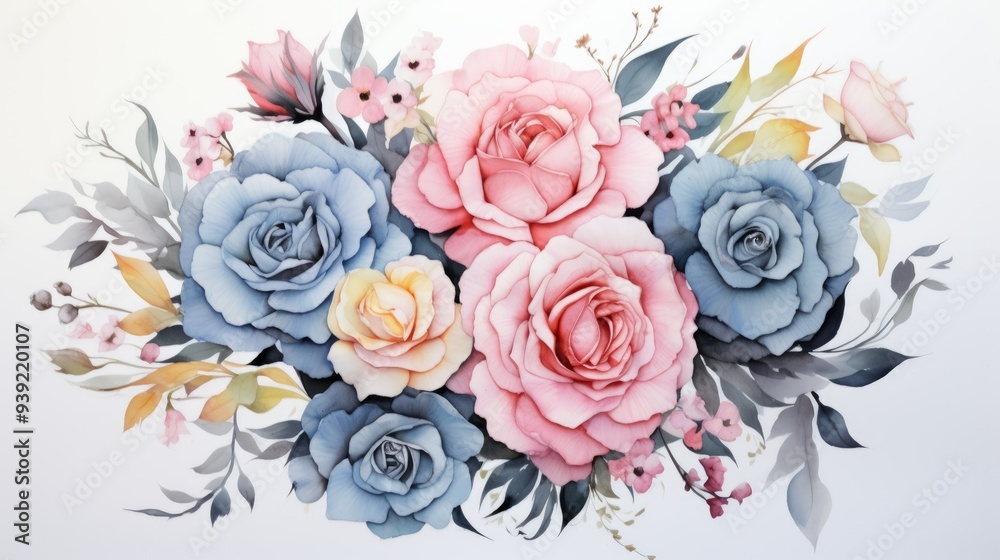 Fototapeta premium Watercolor floral design with pastel hues