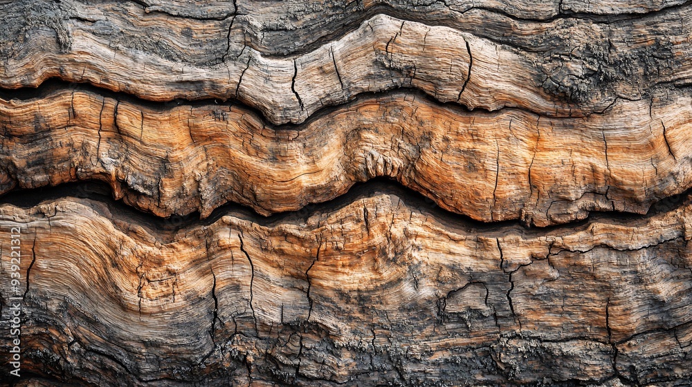 Close-up texture of aged oak bark, revealing the natural patterns and weathered appearance Close-up texture of aged oak bark, revealing the natural patterns and weathered appearance