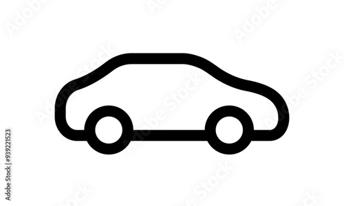 Black line car icon. Simple car vector illustration.