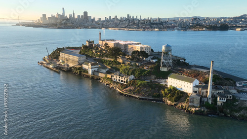 Alcatraz Island At San Francisco In California United States. Nature Island Prison. Tourism Landmark. Alcatraz Island At San Francisco In California United States. 