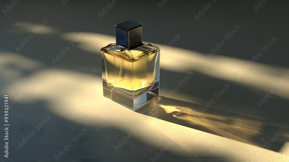 Floating Label: A floating product label and shadow, indicating an invisible bottle of luxury perfume.
Floating Label: A floating product label and shadow, indicating an invisible bottle of luxury perfume.