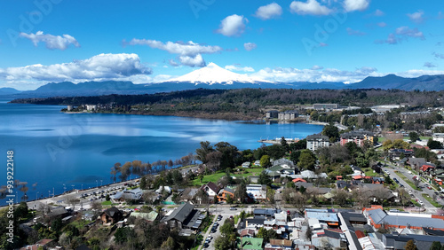 Coastal City At Villarrica In Los Rios Chile. Coastal City. Vulcanic Scenery. Tourism Landscape. Villarrica Chile. Volcano Background. Coastal City At Villarrica In Los Rios Chile.