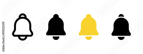 Notification icon. Notice bell vector illustration. Inbox incoming message symbol. Notification bell button for web and apps interface pictogram. Ringing alert sign. Reminder concept.