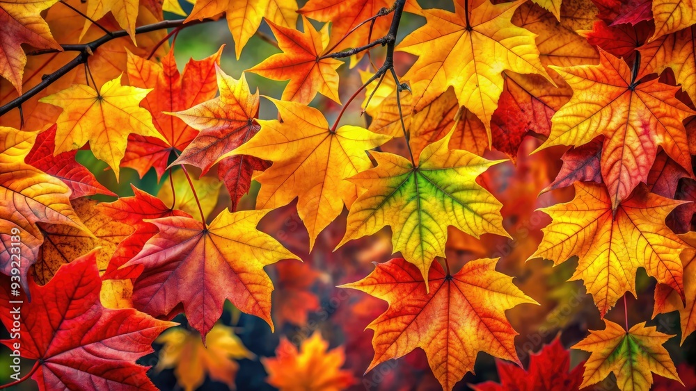 Vibrant Autumn Foliage Drawn Freehand With Orange, Yellow, And Red Hues, Creating A Vibrant And Eye-Catching Design. Vibrant Autumn Foliage Drawn Freehand With Orange, Yellow, And Red Hues, Creating A Vibrant And Eye-Catching Design.