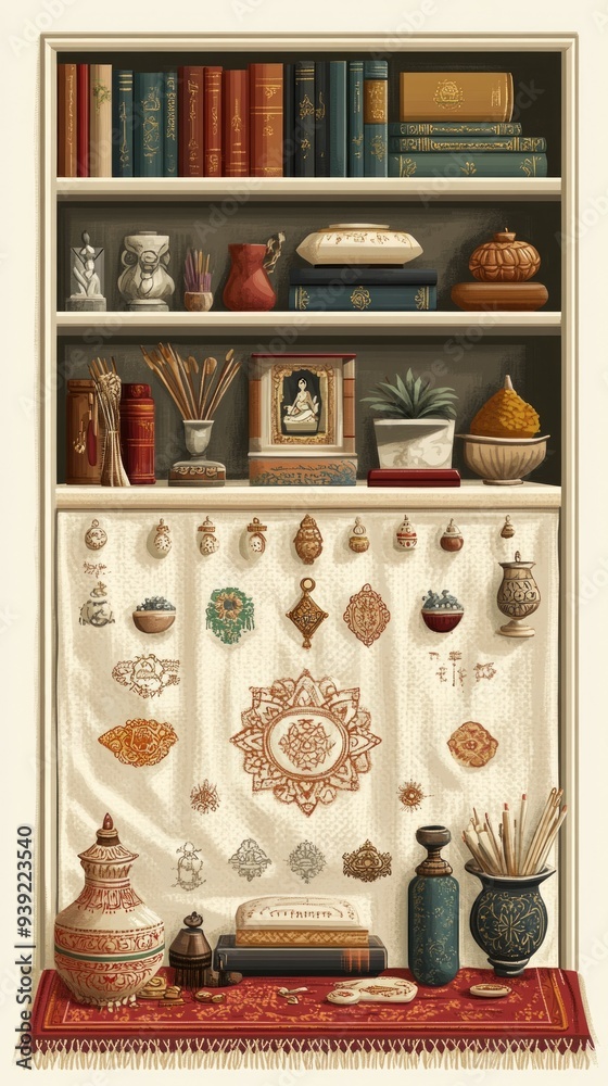 Naklejka premium Altar Cloth Home Shrine Various Christianity, Paganism Religion Spiritual Symbol
