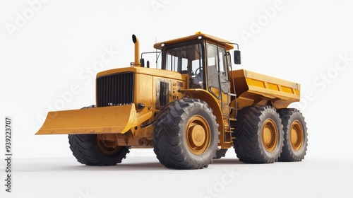 Motor Grader heavy construction machinery 3D rendering on white background