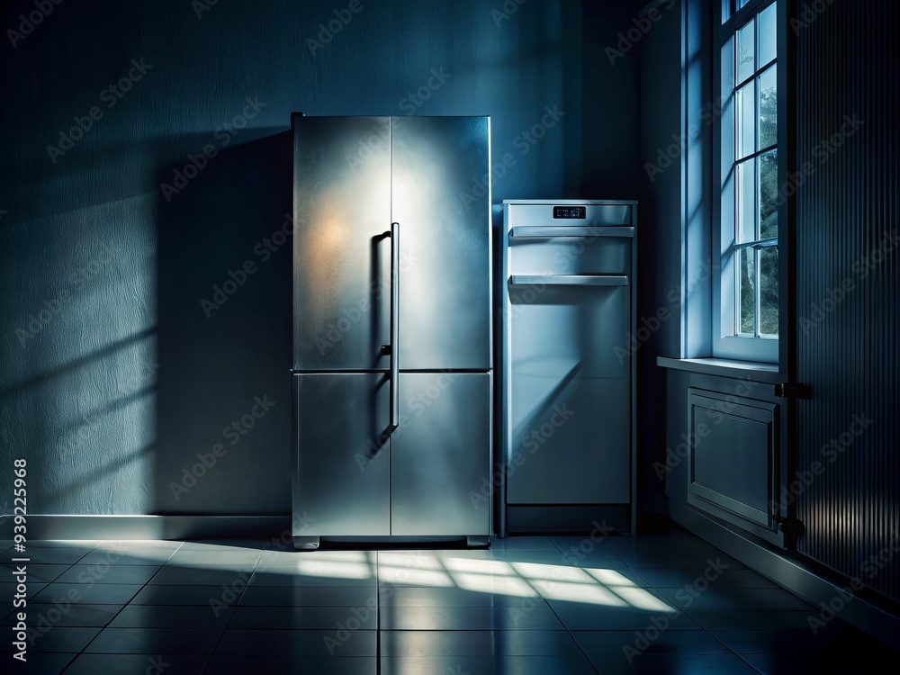 Silently Open Refrigerator Door: Moody, Dark, Mysterious, Shadows, Cold Silently Open Refrigerator Door: Moody, Dark, Mysterious, Shadows, Cold