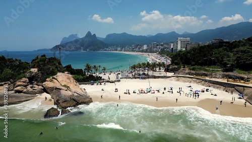 Arpoador Beach At Downtown Rio De Janeiro In Rio De Janeiro Brazil. Travel Destinations. Tourism Scenery. Downtown Rio De Janeiro At Rio De Janeiro Brazil. Summer Travel. Tropical Scenery. photo