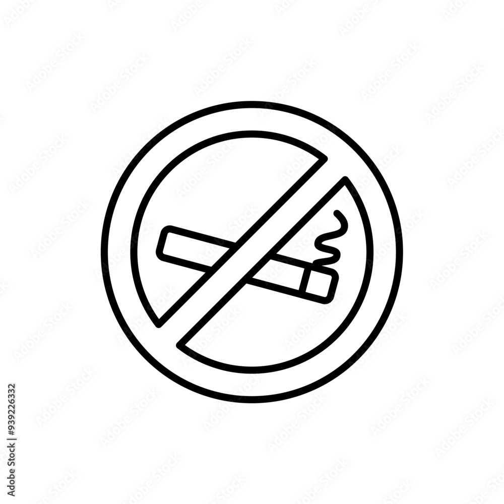 no smoking icon, warning symbol of no smoking. line vector isolated on white background. trendy and modern design
