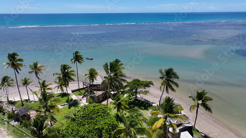 Coastal Road In Porto Seguro Bahia Brazil. Beach Landscape. Brazilian Northeast. Bahia Brazil. Seascape Outdoor. Coastal Road In Porto Seguro Bahia. Brazil Discovery Coast. photo